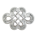 Silver-Tone Jeweled Endless Knot Brooch