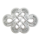 Silver-Tone Jeweled Endless Knot Brooch