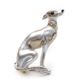 Silver-Tone Seated Greyhound Brooch