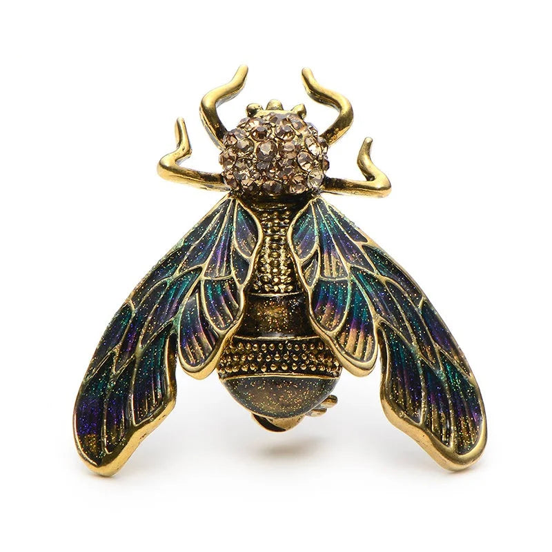 Vintage Enamel Jeweled Cicada Brooch