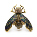 Vintage Enamel Jeweled Cicada Brooch