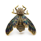 Vintage Enamel Jeweled Cicada Brooch