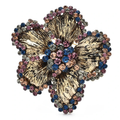 Vintage Textured Five-Petal Flower Brooch