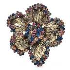 Vintage Textured Five-Petal Flower Brooch