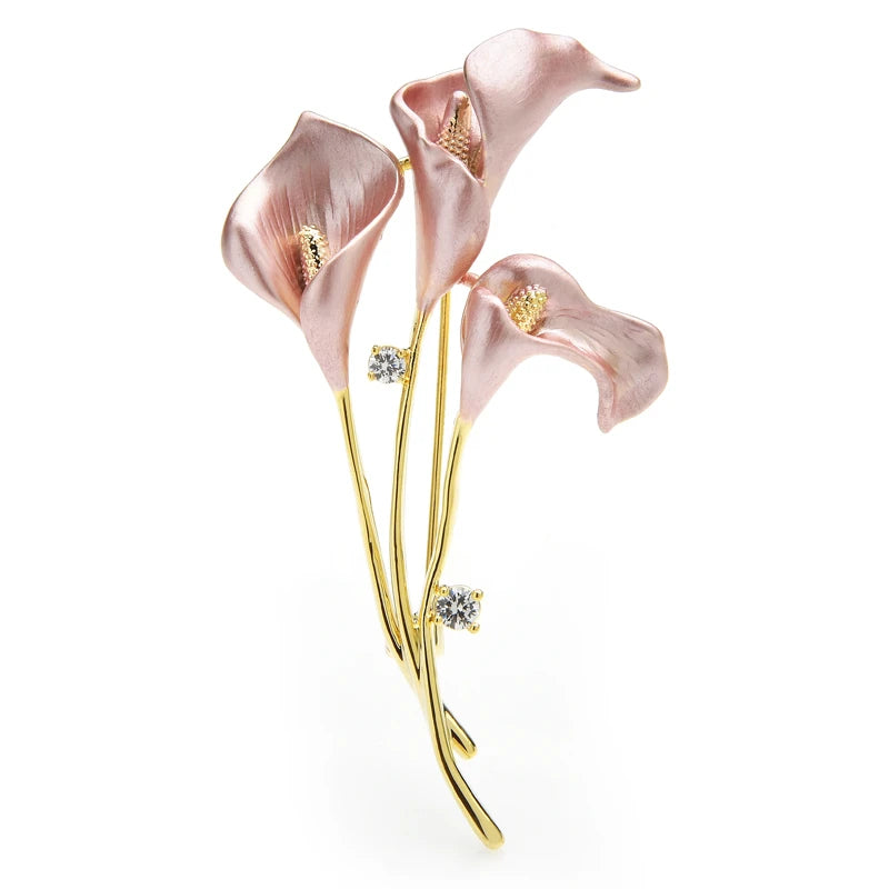 Enamel Calla Lily Trio Brooch