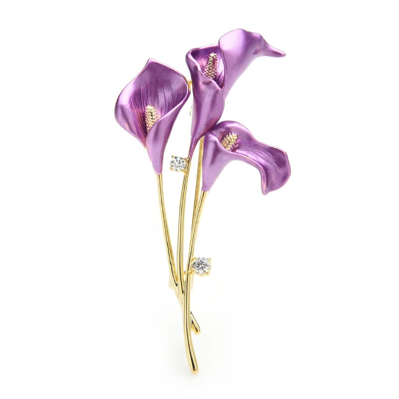 Enamel Calla Lily Trio Brooch