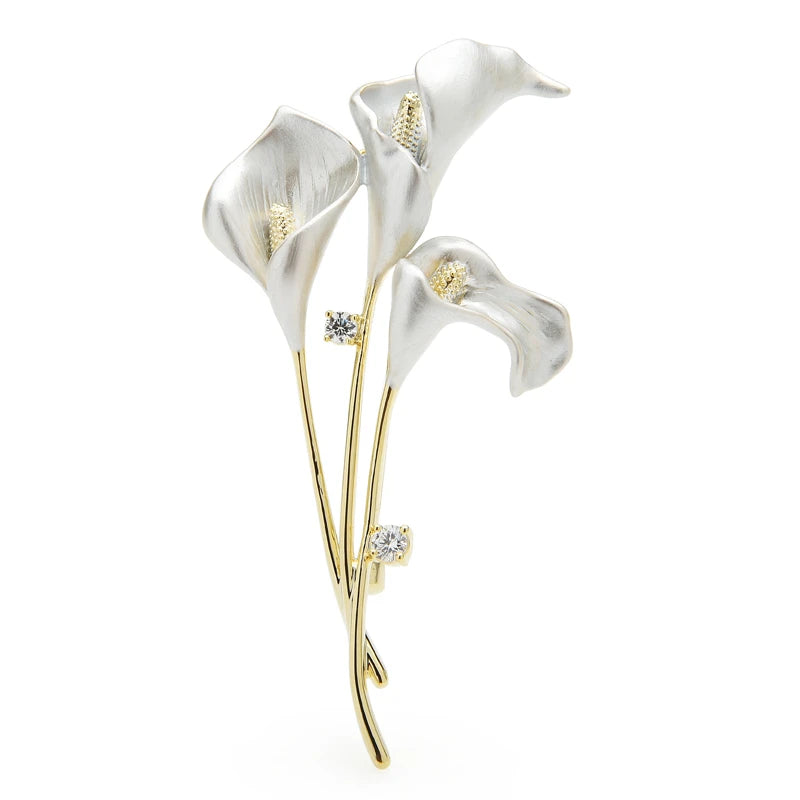 Enamel Calla Lily Trio Brooch