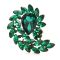 Jeweled Teardrop with Marquise Leaf Spray Brooch