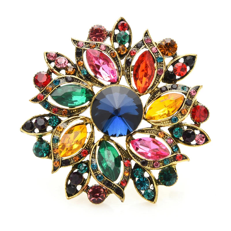 Radiant Marquise Glass Flower Brooch