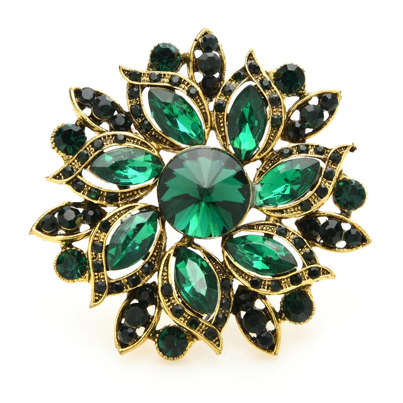Radiant Marquise Glass Flower Brooch