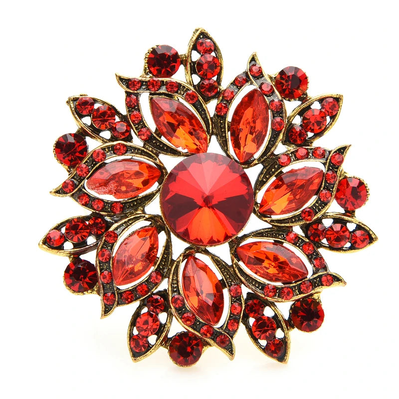 Radiant Marquise Glass Flower Brooch