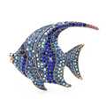 Jeweled Angelfish with Sweeping Fins Brooch