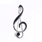 Black Enamel Treble Clef Brooch