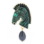 Enamel Zebra Head with Pearl-Look Drop Brooch