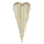 Jeweled Heart with Cascading Fringe Brooch