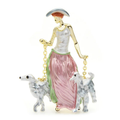 Elegant Lady Walking Two Dogs Brooch