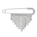 Jeweled Safety Pin with Cascading Fringe Brooch
