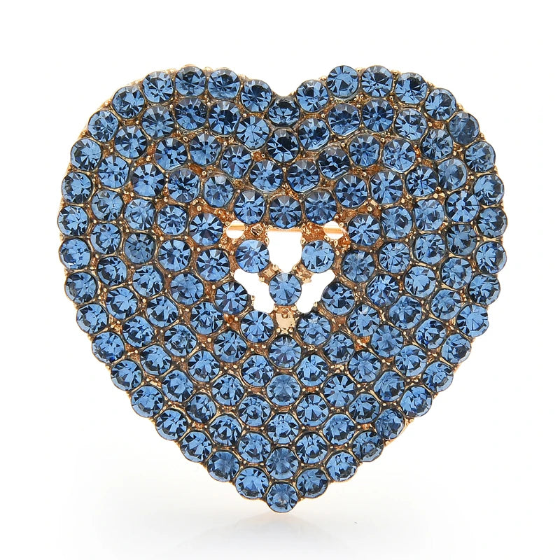 Jeweled Heart with Clear Center Accent Brooch