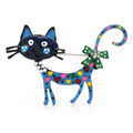 Playful Patchwork Enamel Cat Brooch