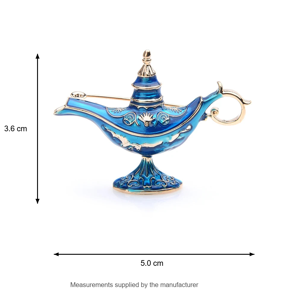 Enamel Ornate Magic Lamp Brooch — manufacturer dimensions