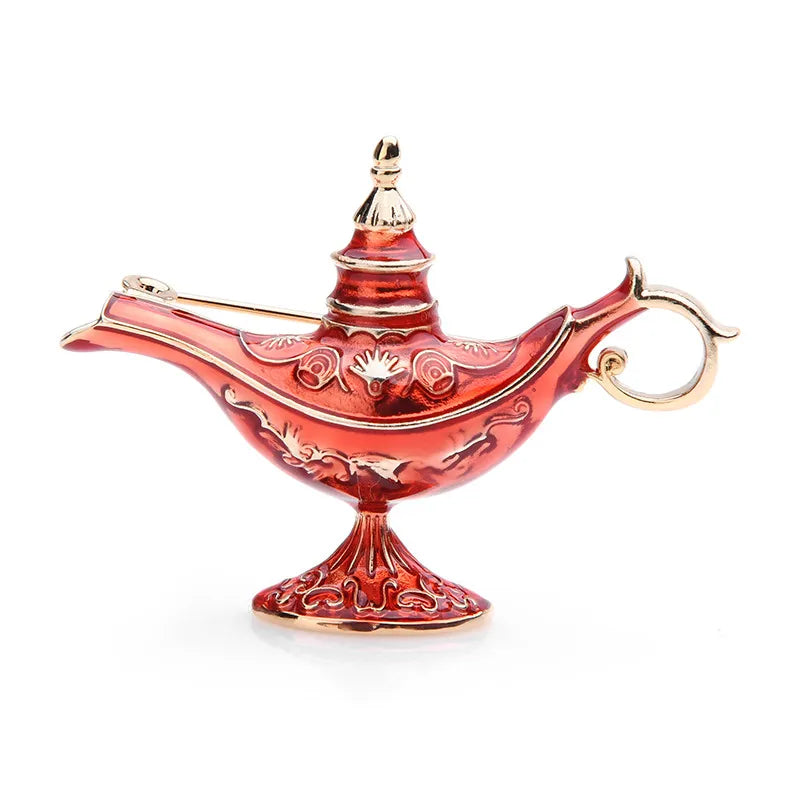 Enamel Ornate Magic Lamp Brooch