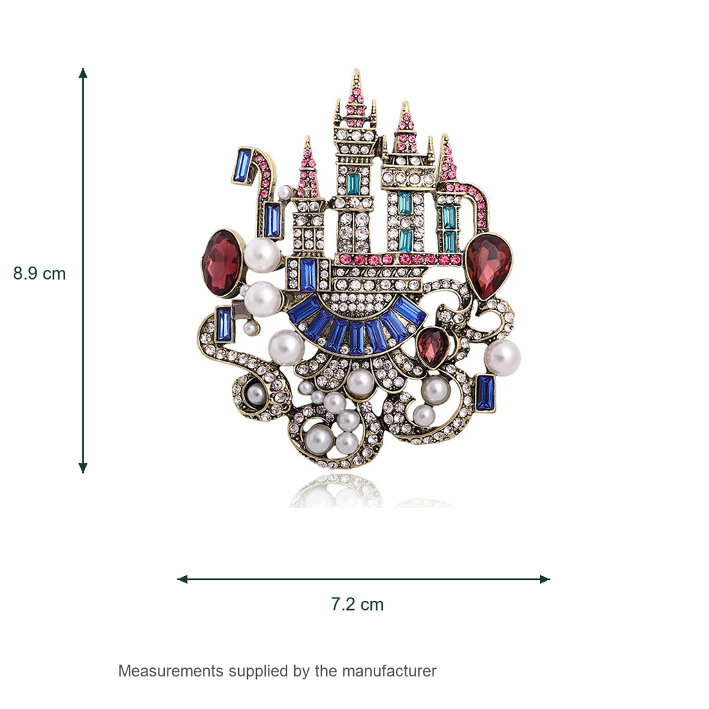 Jeweled Fairytale Castle Brooch — dimensions