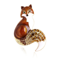 Enamel Fox with Rhinestone Tail Brooch