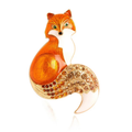 Enamel Fox with Rhinestone Tail Brooch