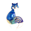Enamel Fox with Rhinestone Tail Brooch