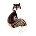 Enamel Fox with Rhinestone Tail Brooch