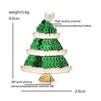 Green Sequin Christmas Tree with Pearl-Look Topper Brooch