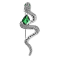 Coiled Snake with Green Teardrop Brooch