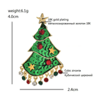 Jeweled Festive Christmas Tree Brooch