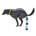 Playful Dog with Dangling Blue Crystals Brooch