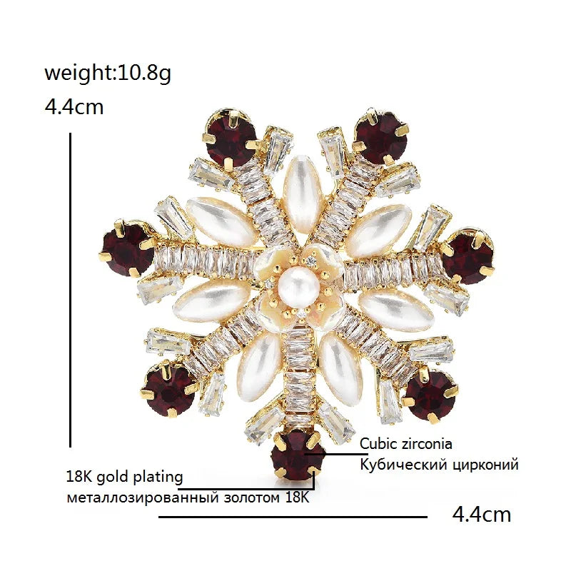 Pearl-Look Snowflake Flower Brooch