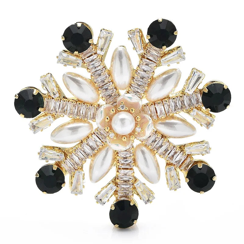 Pearl-Look Snowflake Flower Brooch