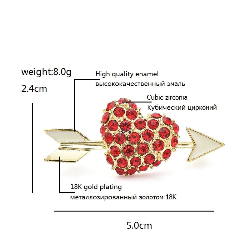 Cupid Arrow and Heart Brooch