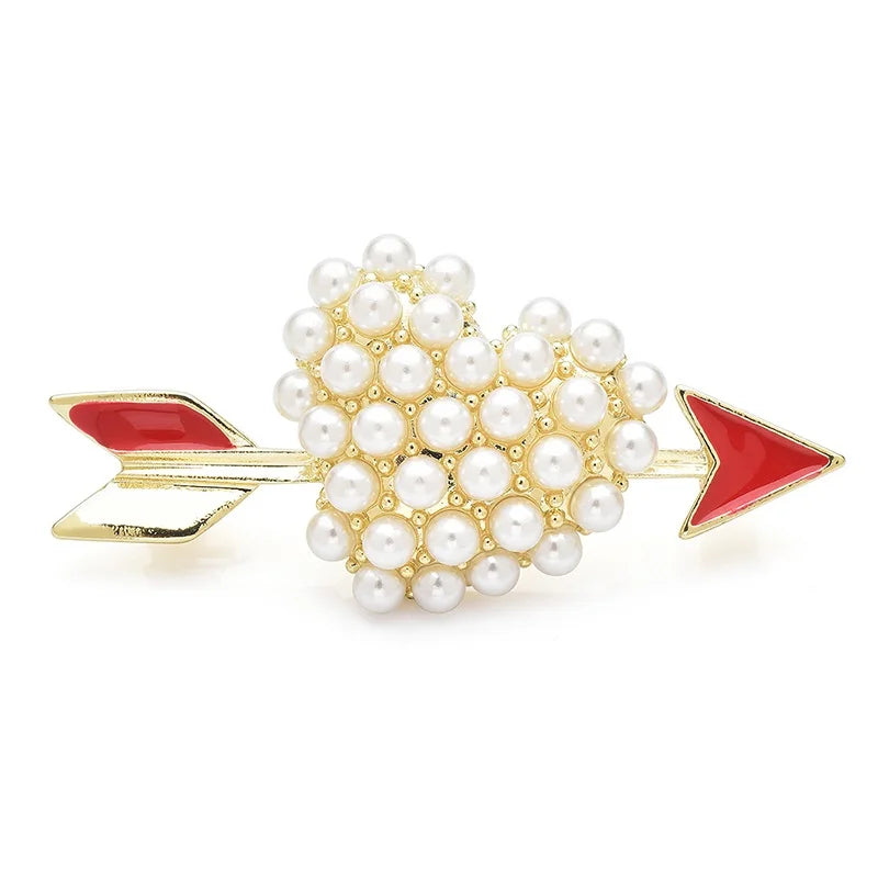 Cupid Arrow and Heart Brooch