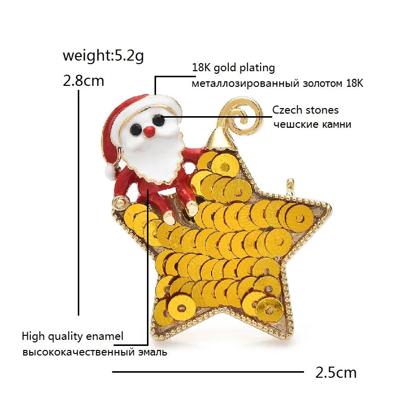 Santa Claus on Golden Star Brooch