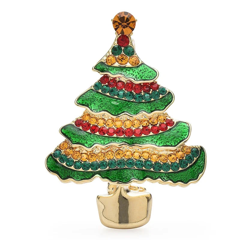 Jeweled Potted Christmas Tree Brooch
