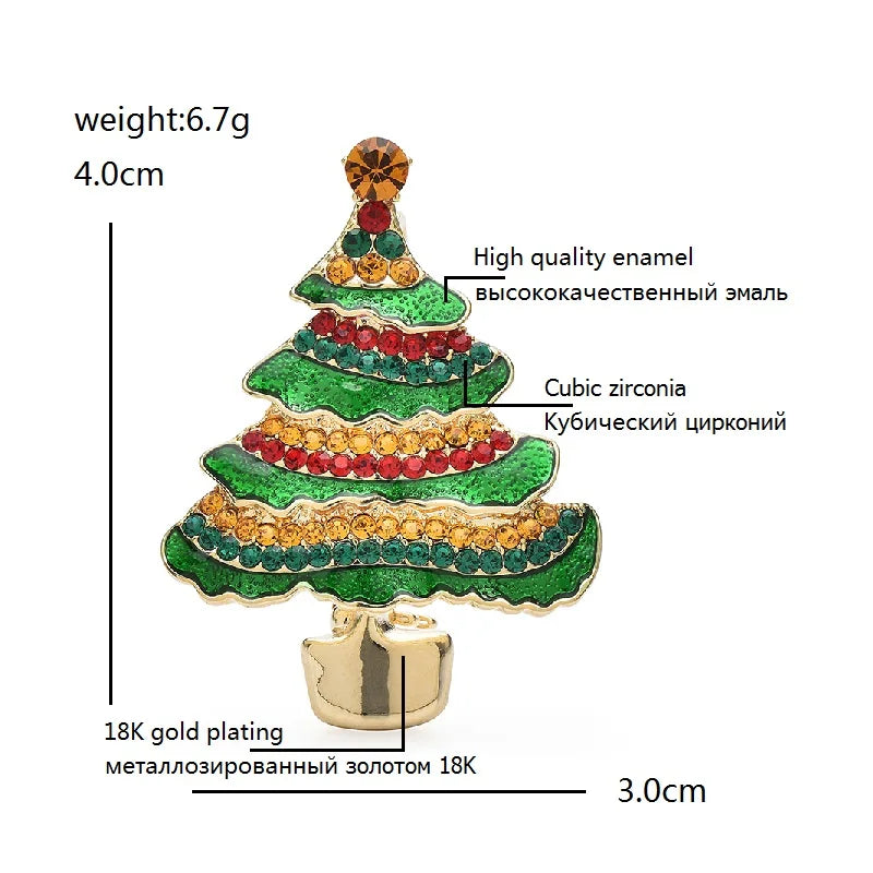 Jeweled Potted Christmas Tree Brooch