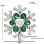 Jeweled Snowflake with White Rose Center Brooch