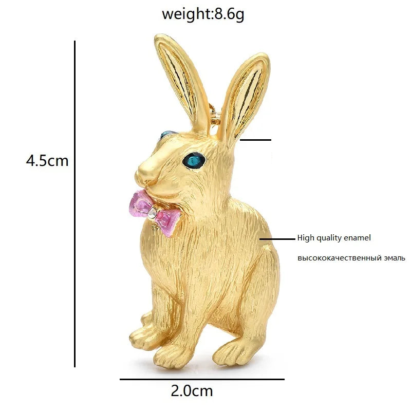 Textured Rabbit with Pink Bow Brooch