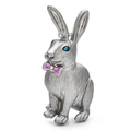 Textured Rabbit with Pink Bow Brooch