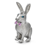 Textured Rabbit with Pink Bow Brooch