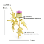 Purple Thistle with Golden Leaves Brooch