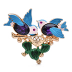 Swallows Feeding Baby Birds in Nest Brooch