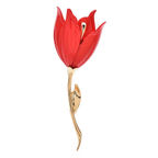 Single Tulip with Golden Stem Brooch