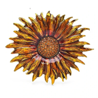 Enamel Sunflower with Jeweled Center Brooch