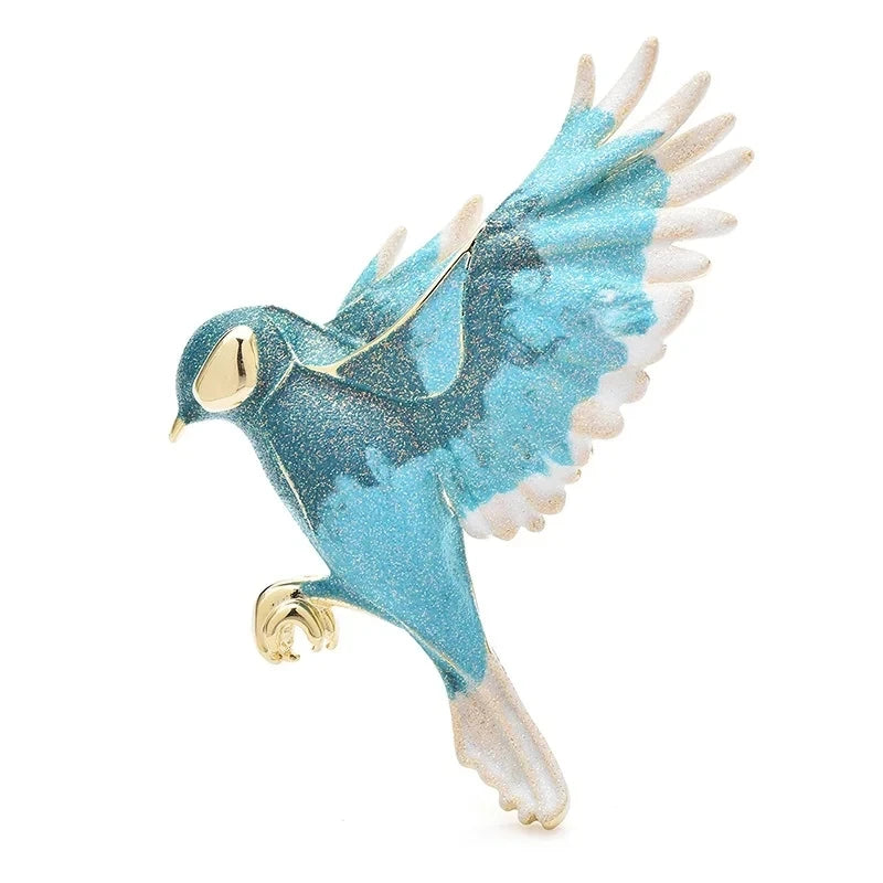 Enamel Hummingbird in Flight Brooch